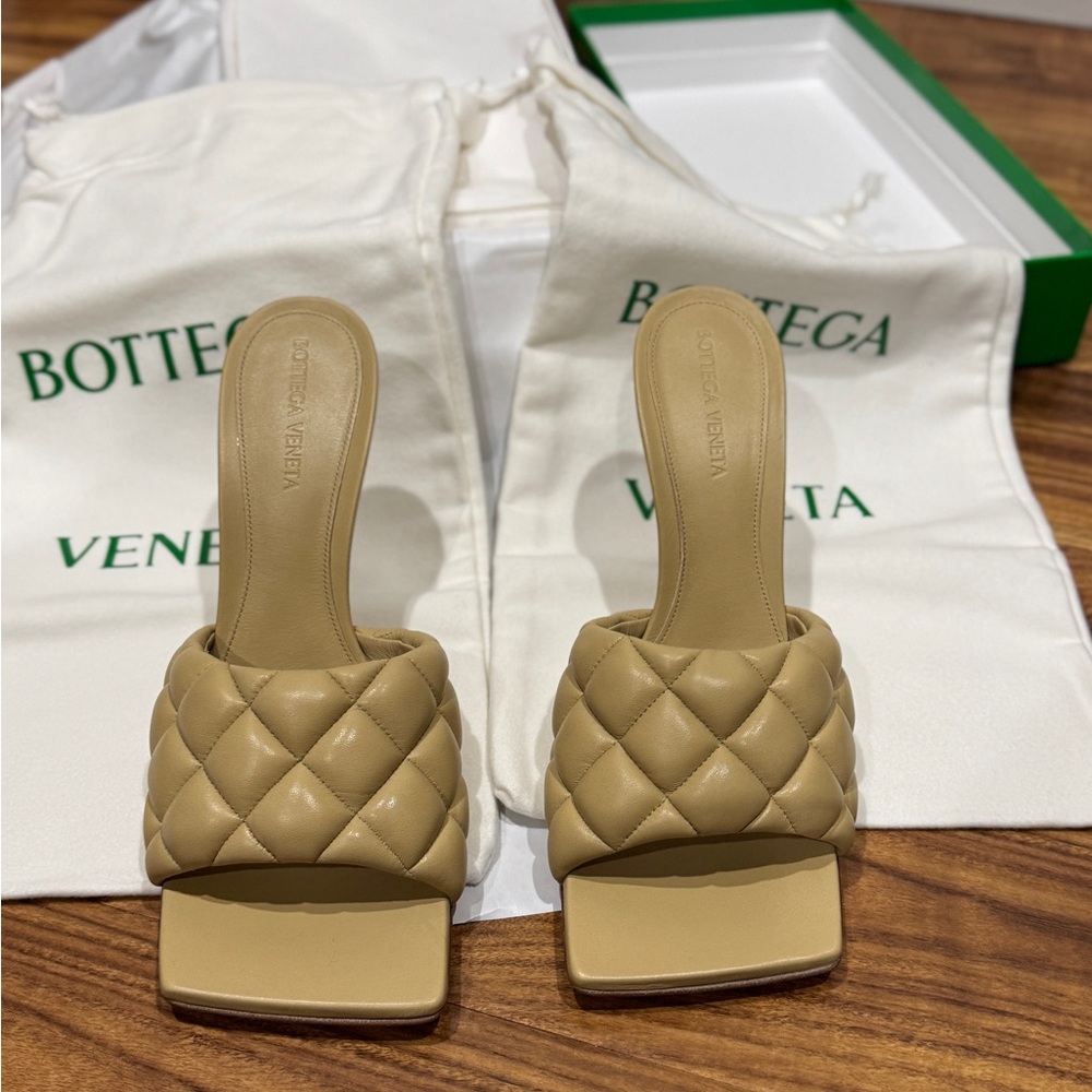 Bottega Veneta Tan Quilted Mules